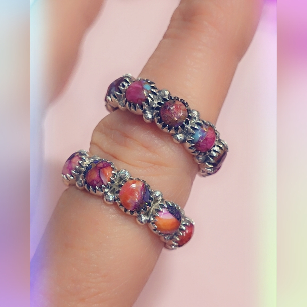 Eternity Spiny Oyster Turquoise Sterling Gemstone Ring